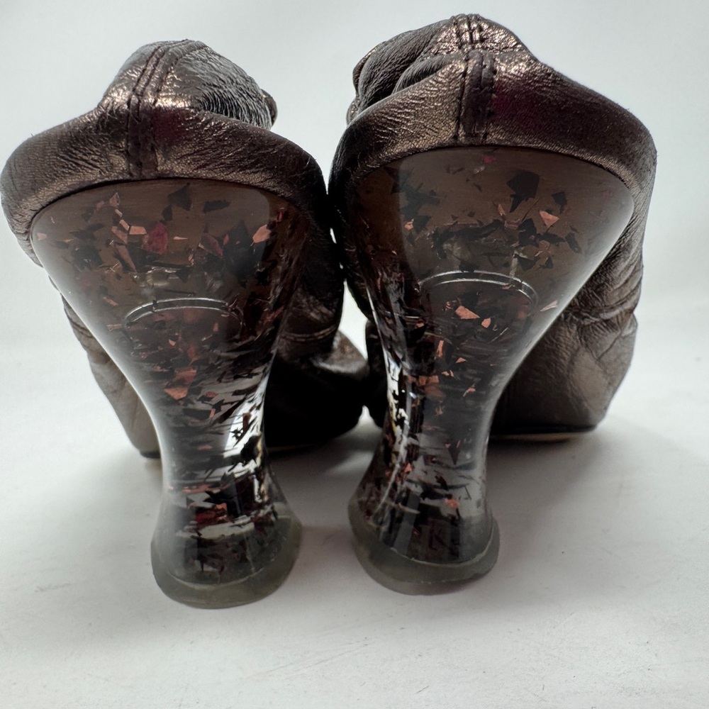 Bottega Veneta Brown Mettalic Almond Pumps - Picture 6 of 10
